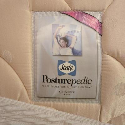 Full frame bed with Sealy Posturepedic Plush Mattress and Bedding