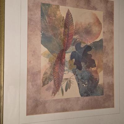 Decorative Oak Chair, Framed Art & small throw blanket