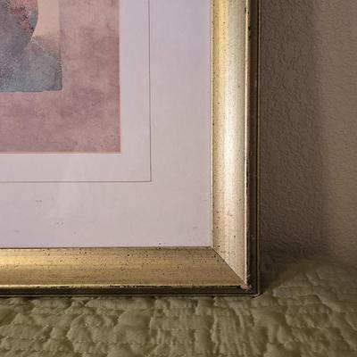 Decorative Oak Chair, Framed Art & small throw blanket