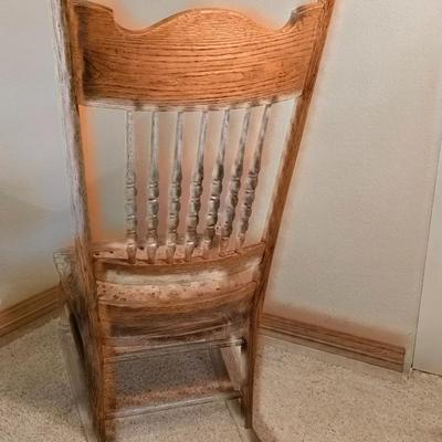 Decorative Oak Chair, Framed Art & small throw blanket