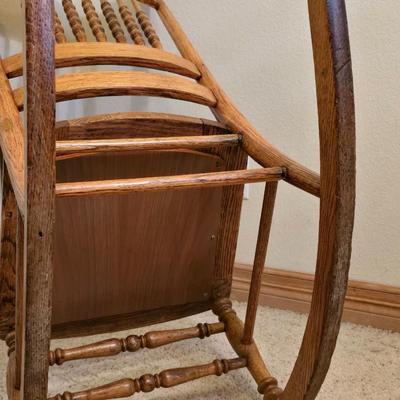 Decorative Oak Chair, Framed Art & small throw blanket