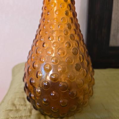 Autumn Leaf Wall Art & Amber Hobnail Vase Decor Pair