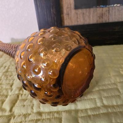 Autumn Leaf Wall Art & Amber Hobnail Vase Decor Pair