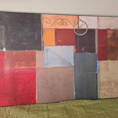 Abstract Canvas Art & Amber Swirl Vase