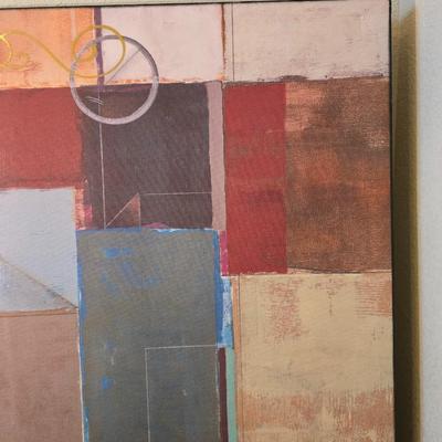 Abstract Canvas Art & Amber Swirl Vase