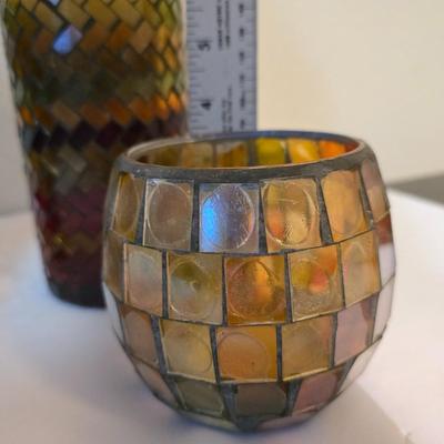 Modern Abstract Canvas Wall Art – Earth Tone Swirl Design (25” x 50”) with Decorative Accent Vases