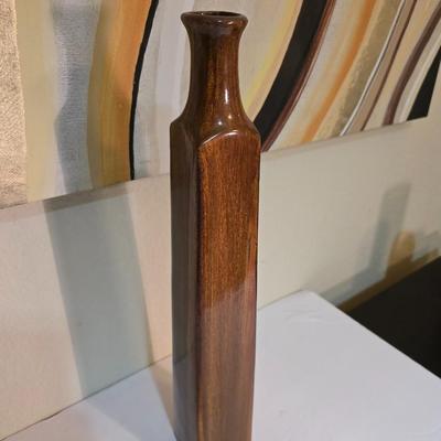 Modern Abstract Canvas Wall Art – Earth Tone Swirl Design (25” x 50”) with Decorative Accent Vases