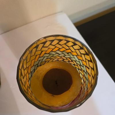 Modern Abstract Canvas Wall Art – Earth Tone Swirl Design (25” x 50”) with Decorative Accent Vases