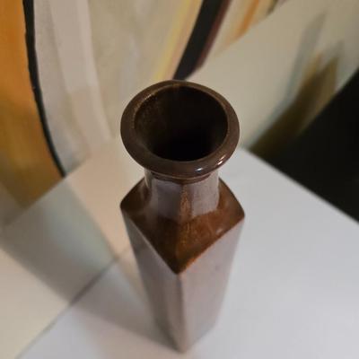 Modern Abstract Canvas Wall Art – Earth Tone Swirl Design (25” x 50”) with Decorative Accent Vases