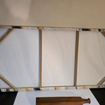 Modern Abstract Canvas Wall Art – Earth Tone Swirl Design (25” x 50”) with Decorative Accent Vases