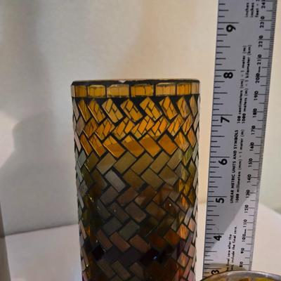 Modern Abstract Canvas Wall Art – Earth Tone Swirl Design (25” x 50”) with Decorative Accent Vases