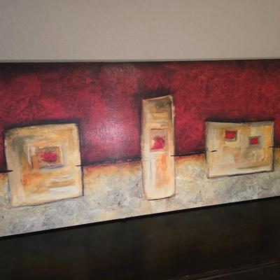 Abstract Canvas Art on Red Background