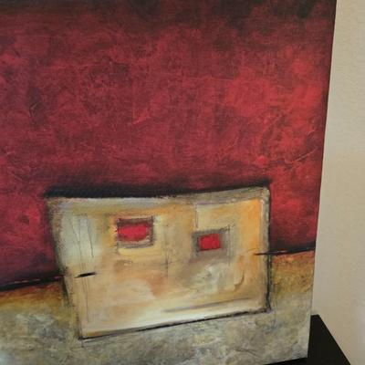 Abstract Canvas Art on Red Background