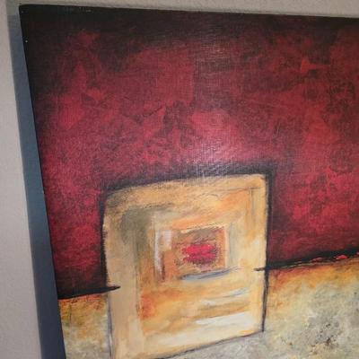 Abstract Canvas Art on Red Background