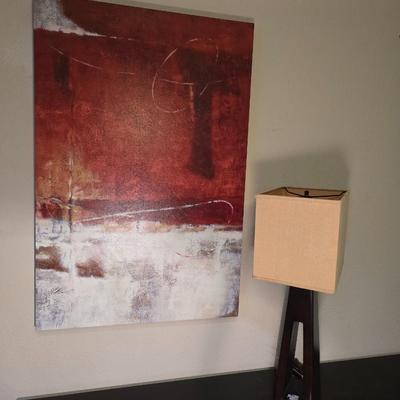 Abstract Wall Art & Modern Table Lamp