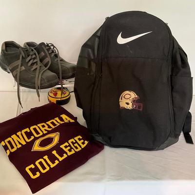 Concordia backpack, XL tee, Skechers 9.5