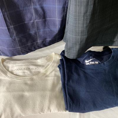 Columbia backpack, hat, shorts 38, tees XL