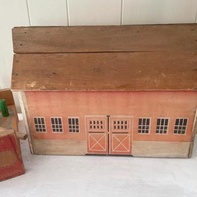Vintage Kids toy barn and hammer set