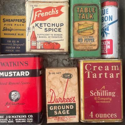 Vintage cake pan with vintage tins
