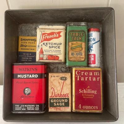 Vintage cake pan with vintage tins