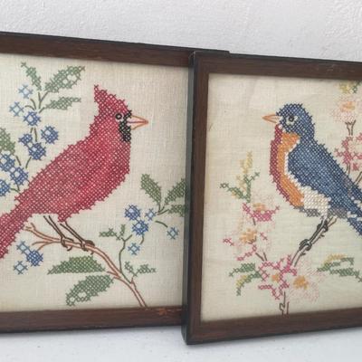 Embroidered bird decor
