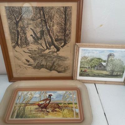Pheasant tray and wall decor