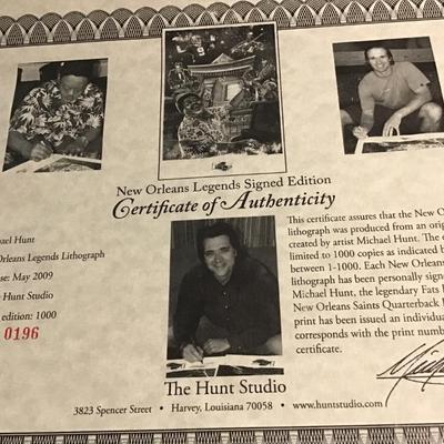 Certified Fats Domino/Drew Brees signed poster