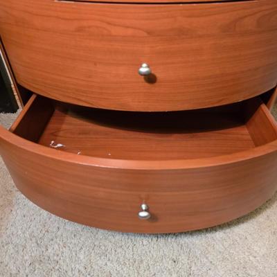 Modern Curved Wood Cabinet with Glass Shelf