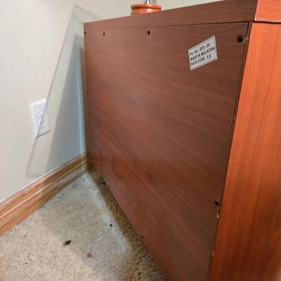 Modern Curved Wood Cabinet with Glass Shelf