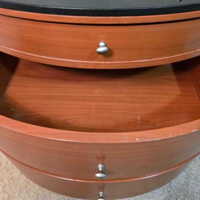 Modern Curved Wood Cabinet with Glass Shelf
