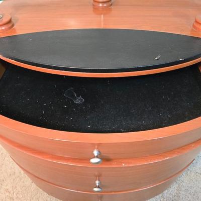 Modern Curved Wood Cabinet with Glass Shelf