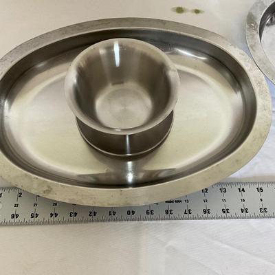 Silver serving platters and bowls