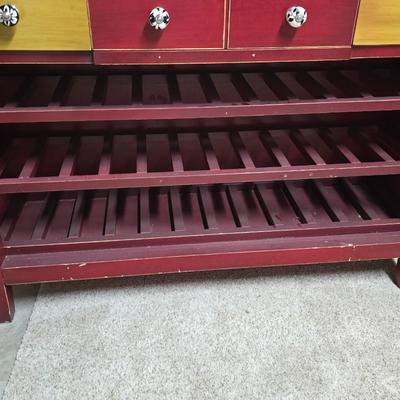 Painted Wood Wine Rack Sideboard with Drawers – 48” Wide