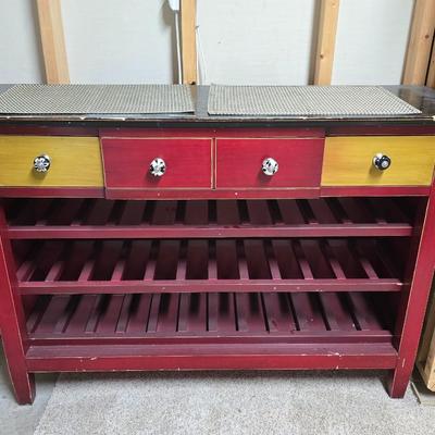 Painted Wood Wine Rack Sideboard with Drawers – 48” Wide