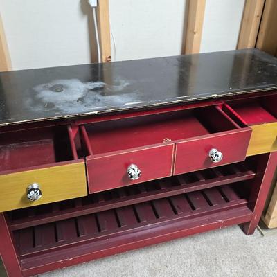 Painted Wood Wine Rack Sideboard with Drawers – 48” Wide