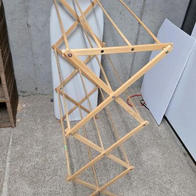 Nice Large Ironing Board & Wood Drying Rack Pair