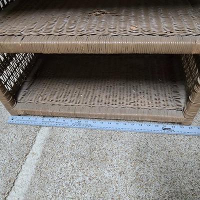 Wicker Storage Shelf, Plastic Waste Bin & Drying Rack