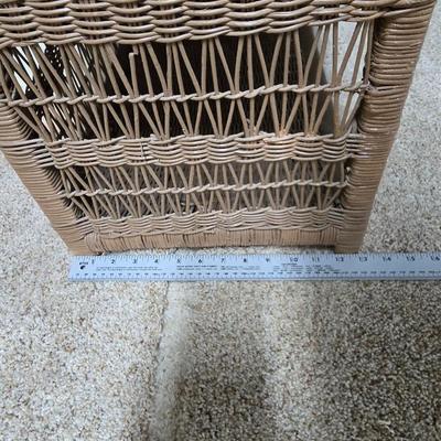 Wicker Storage Shelf, Plastic Waste Bin & Drying Rack