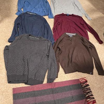 Men's Medium Sweaters & Scarf Bundle – 7 Pieces