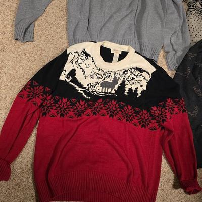 Lot of 6 Vintage & Fair Isle Men’s Sweaters + Scarf