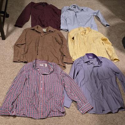 Men's Long Sleeve Button-Up Shirts – M/L, Assorted Brands & Patterns