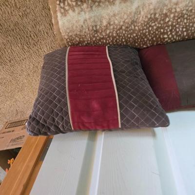 Burgundy and Taupe Decorative Pillows with Matching Bedding - Comforter