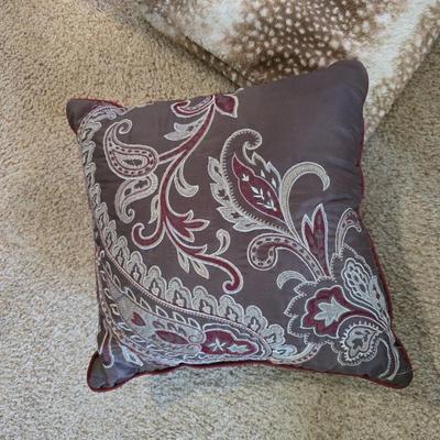 Burgundy and Taupe Decorative Pillows with Matching Bedding - Comforter