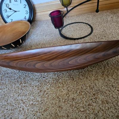 Decorative Home Lot – Clock, Candleholder, Wood Bowls & Wall Plaques