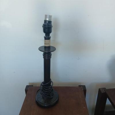 Pair of Wood Side Tables & Two Table Lamps