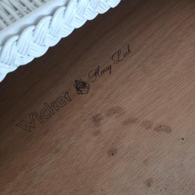 Henry Link White Wicker Vanity / Desk Set with Mirror and Chair