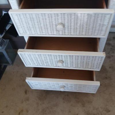 Henry Link White Wicker Vanity / Desk Set with Mirror and Chair