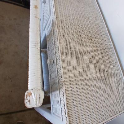 Henry Link White Wicker Vanity / Desk Set with Mirror and Chair