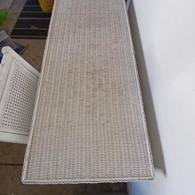 Henry Link White Wicker Vanity / Desk Set with Mirror and Chair