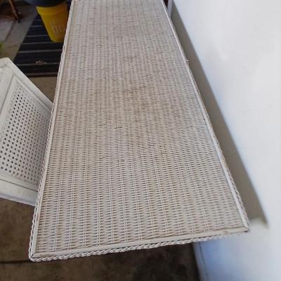 Henry Link White Wicker Vanity / Desk Set with Mirror and Chair